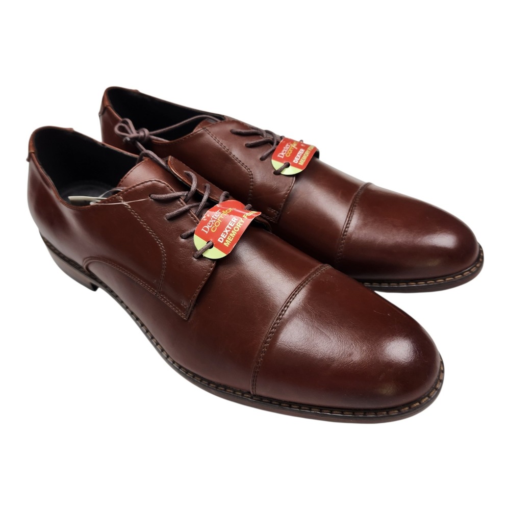 New Dexter Comfort Cap Toe Dress Shoes Size 15 Brown New Memory Foam Business